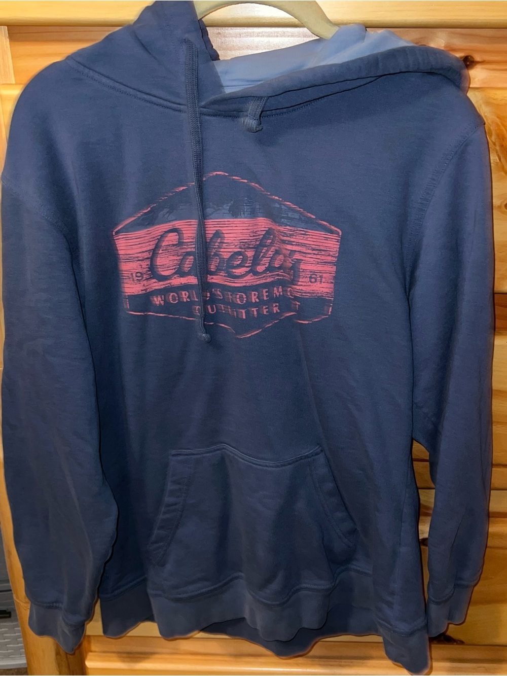 Cabela's Navy Pullover Hoodie with Red Logo